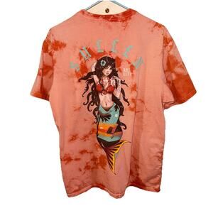 Men's Sullen Art Collective Tee Shirt Orange Tie Dye Tattoo Mermaid Large